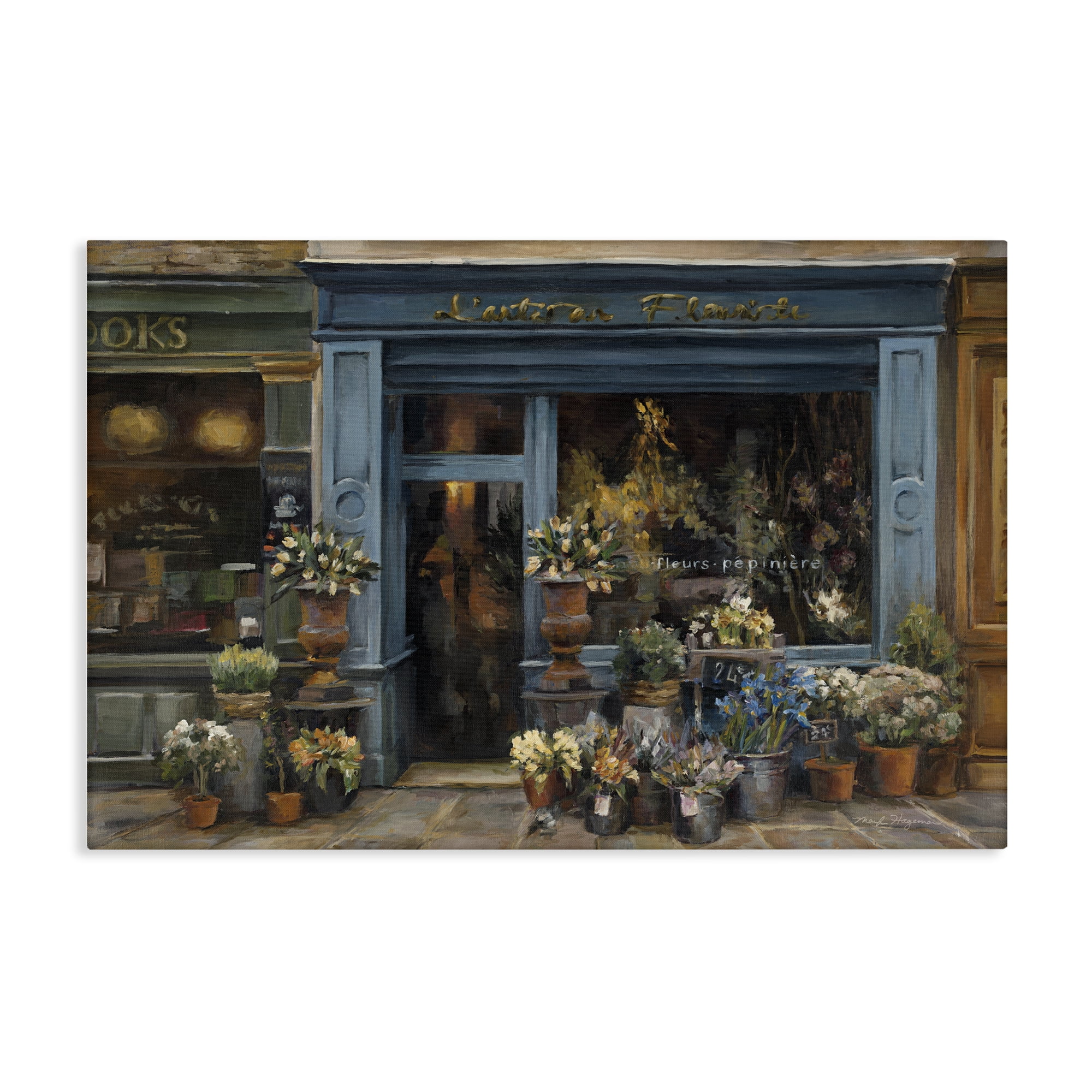 Stupell Industries Florist Shopfront in Town Buildings & Architecture Painting Wrapped Canvas Art Print Wall Art, 30 x 20