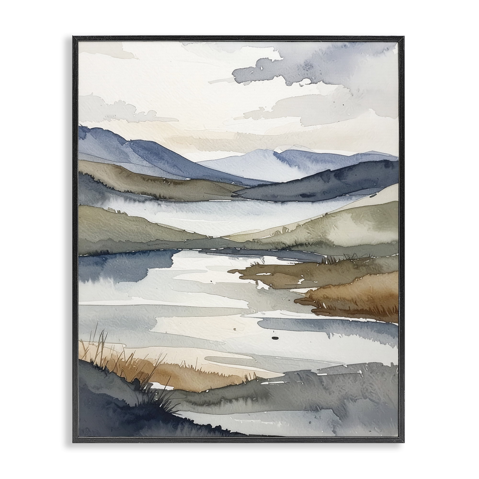 Stupell Industries Flow Of Water Pond Black Framed Giclee Art, design by Alonza Saunders