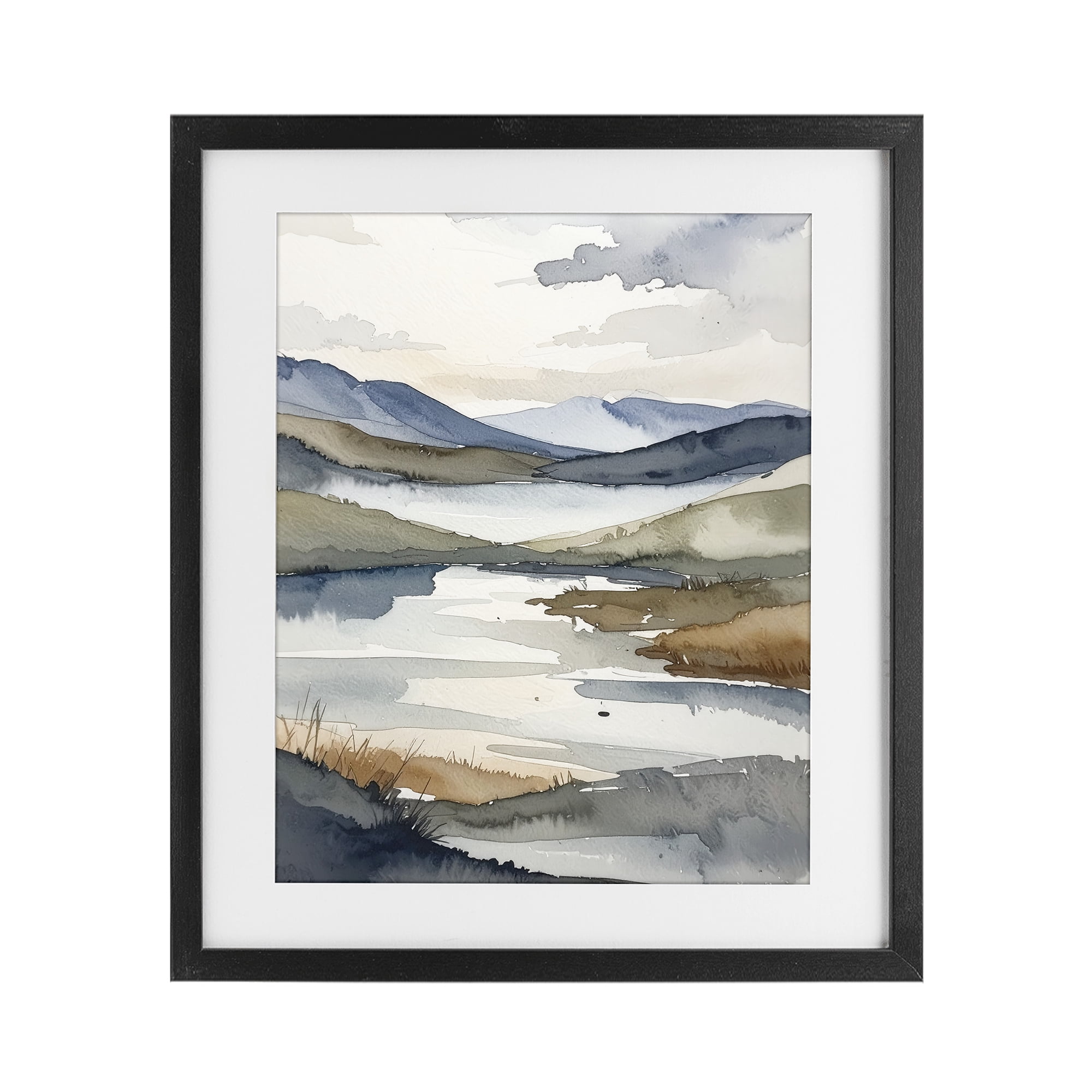 Stupell Industries Flow Of Water Pond Black Framed Print Under Glass, design by Alonza Saunders