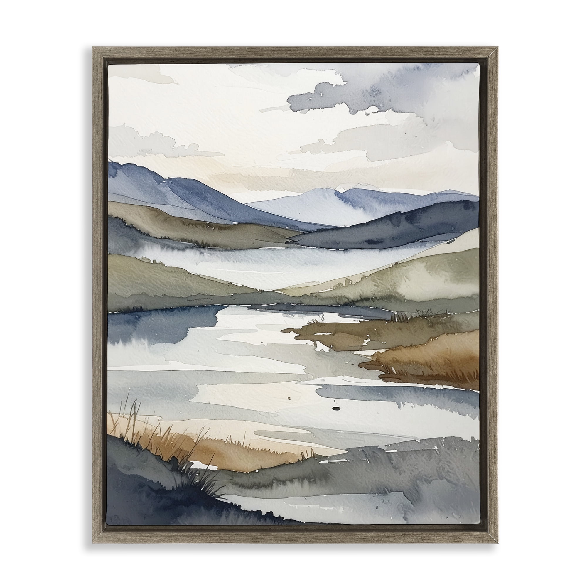 Stupell Industries Flow Of Water Pond Brown Framed Floater Canvas Wall Art, design by Alonza Saunders