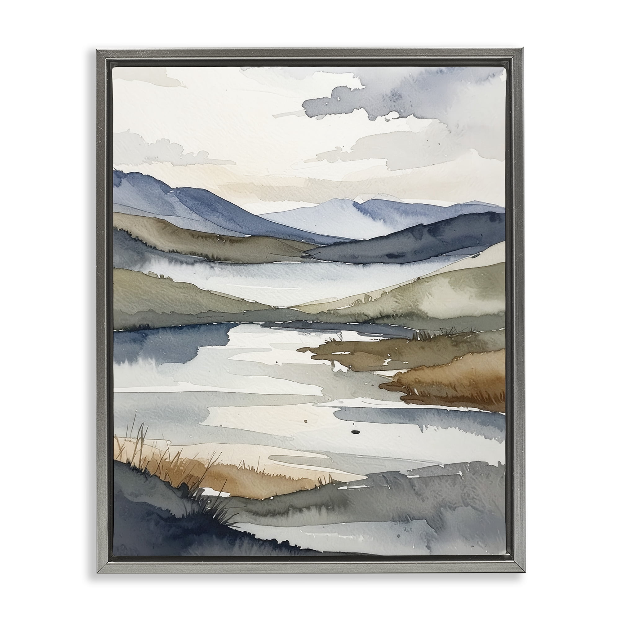 Stupell Industries Flow Of Water Pond Gray Framed Floater Canvas Wall Art, design by Alonza Saunders