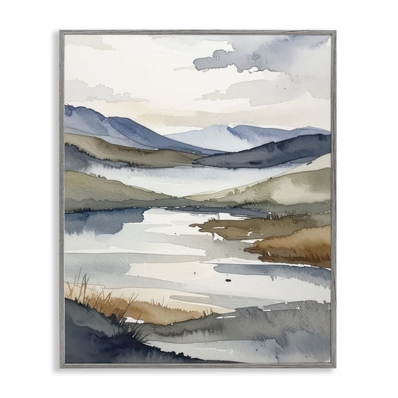 Stupell Industries Contemporary Flow Of Water Pond Gray Framed Giclee Art, 11 x 14, by Alonza Saunders