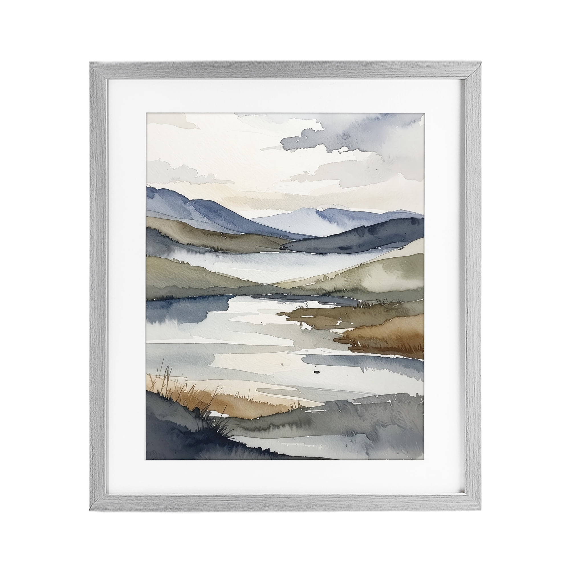 Stupell Industries Flow Of Water Pond Gray Framed Print Under Glass, design by Alonza Saunders