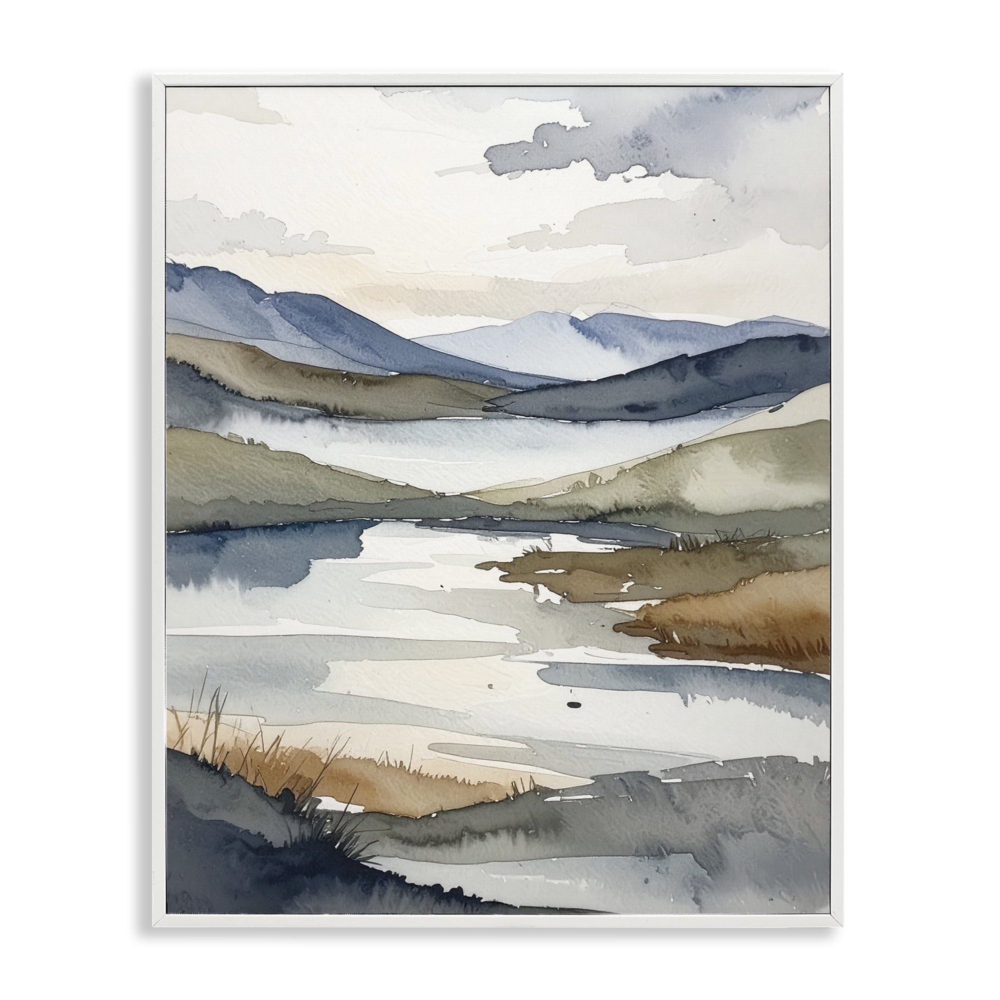 Stupell Industries Flow Of Water Pond White Framed Giclee Art, design by Alonza Saunders