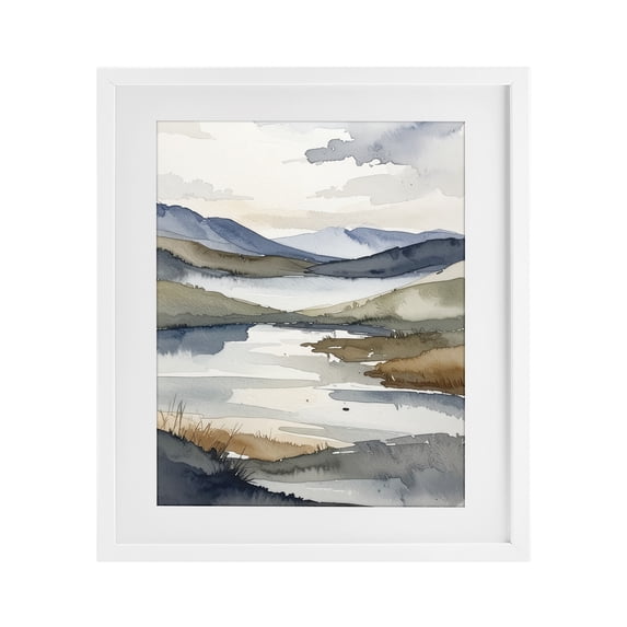 Stupell Industries Contemporary Flow Of Water Pond White Framed Print Under Glass, 17 x 21, by Alonza Saunders