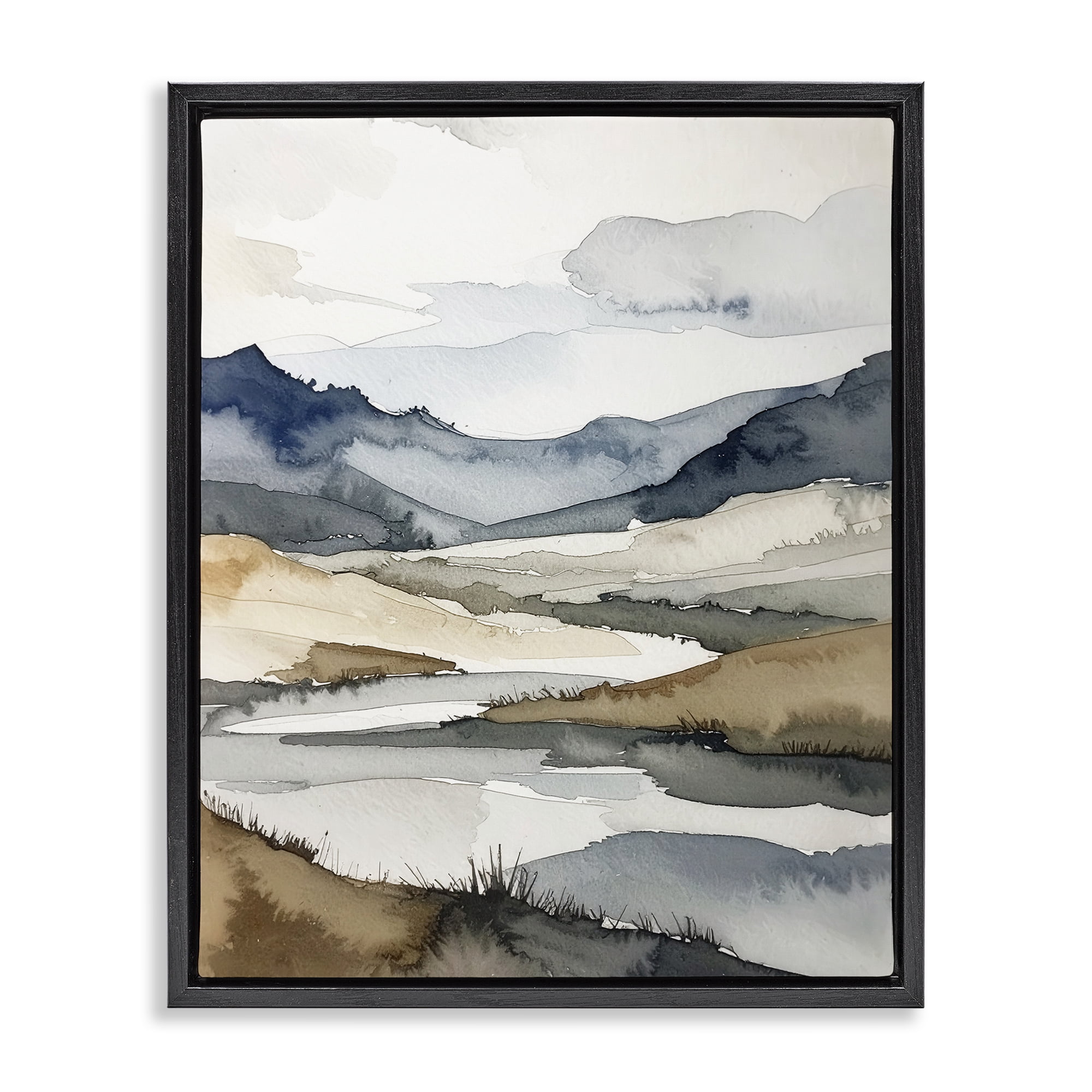 Stupell Industries Flow Of Water River Black Framed Floater Canvas Wall Art, design by Alonza Saunders