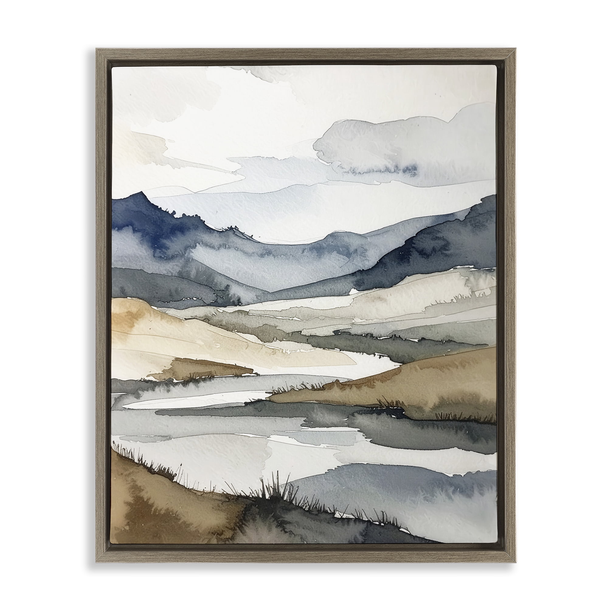 Stupell Industries Flow Of Water River Brown Framed Floater Canvas Wall Art, design by Alonza Saunders