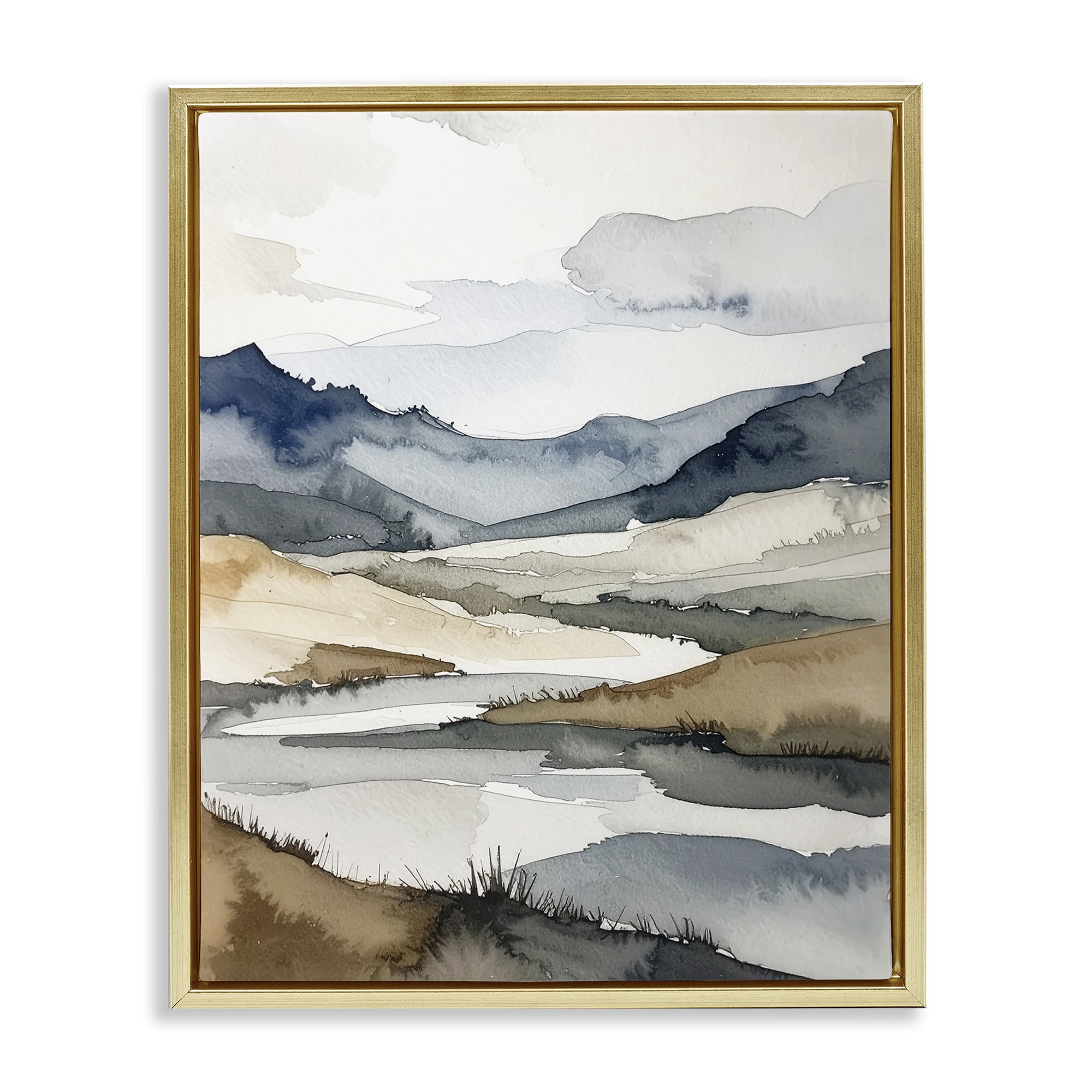 Stupell Industries Flow Of Water River Gold Framed Floater Canvas Wall Art, design by Alonza Saunders