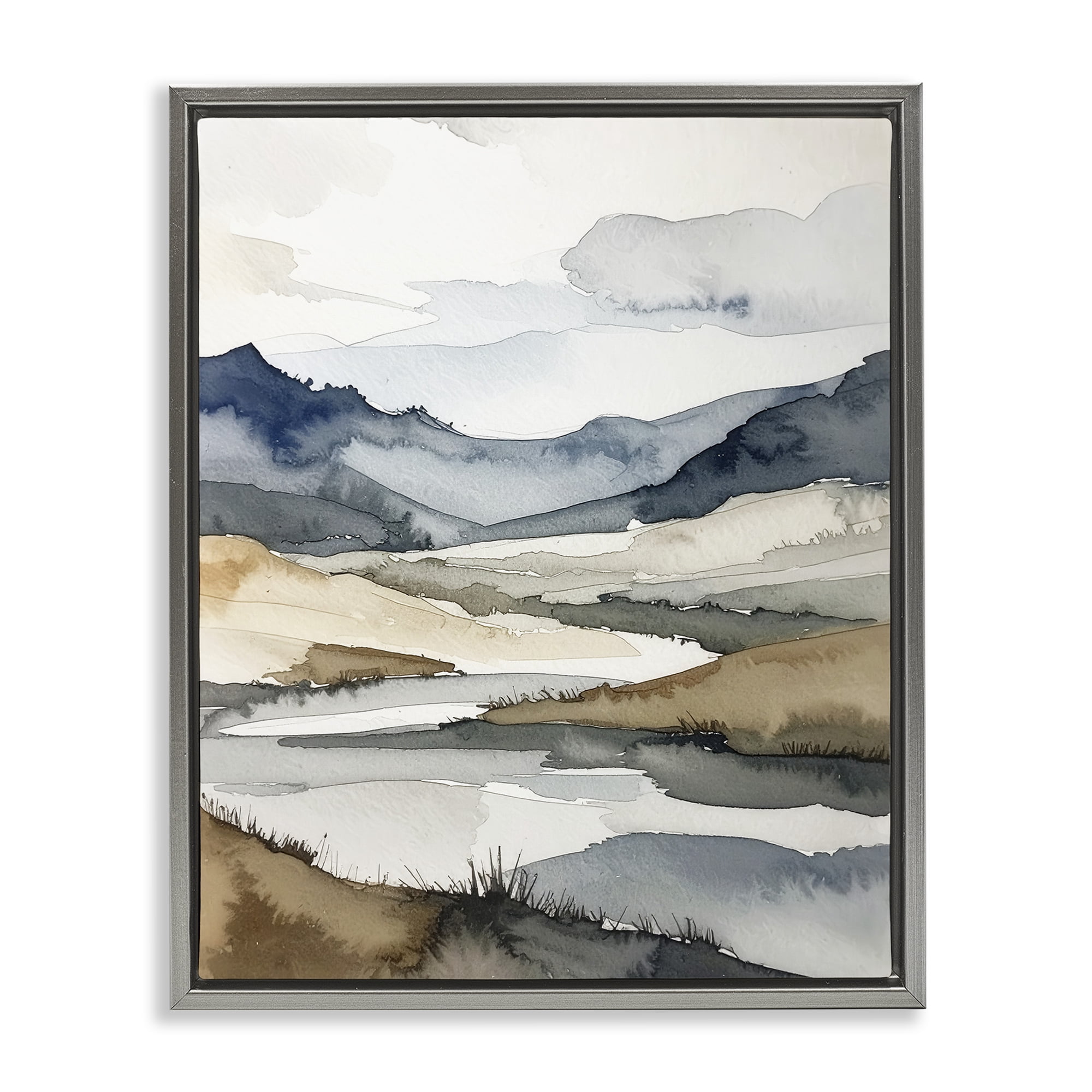 Stupell Industries Flow Of Water River Gray Framed Floater Canvas Wall Art, design by Alonza Saunders