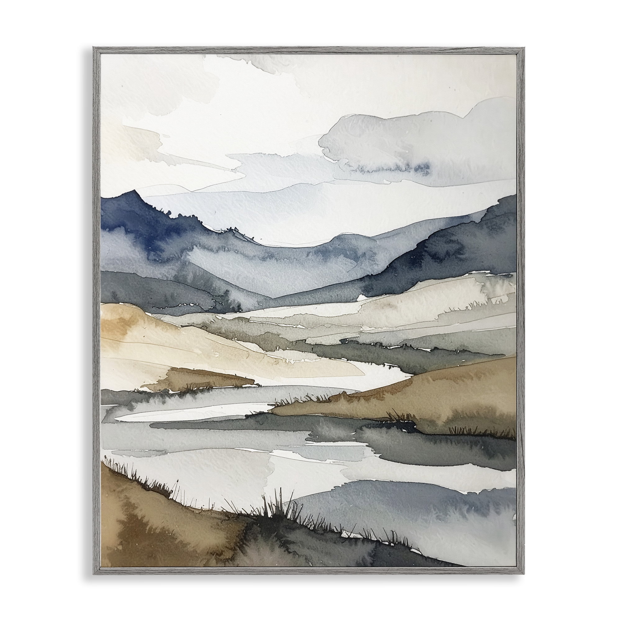 Stupell Industries Flow Of Water River Gray Framed Giclee Art, design by Alonza Saunders