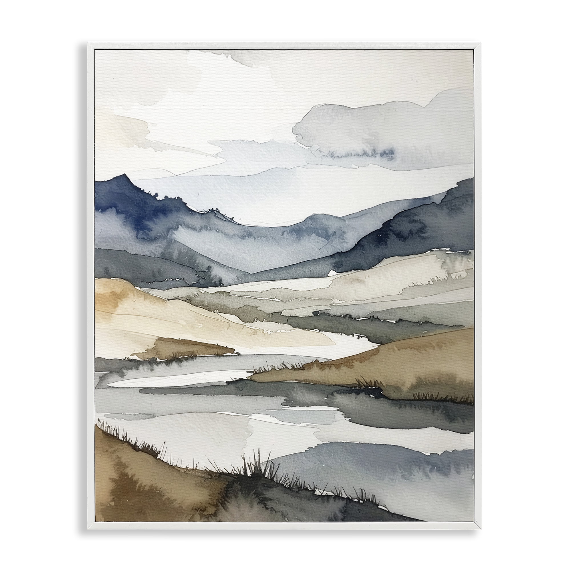 Stupell Industries Flow Of Water River White Framed Giclee Art, design by Alonza Saunders