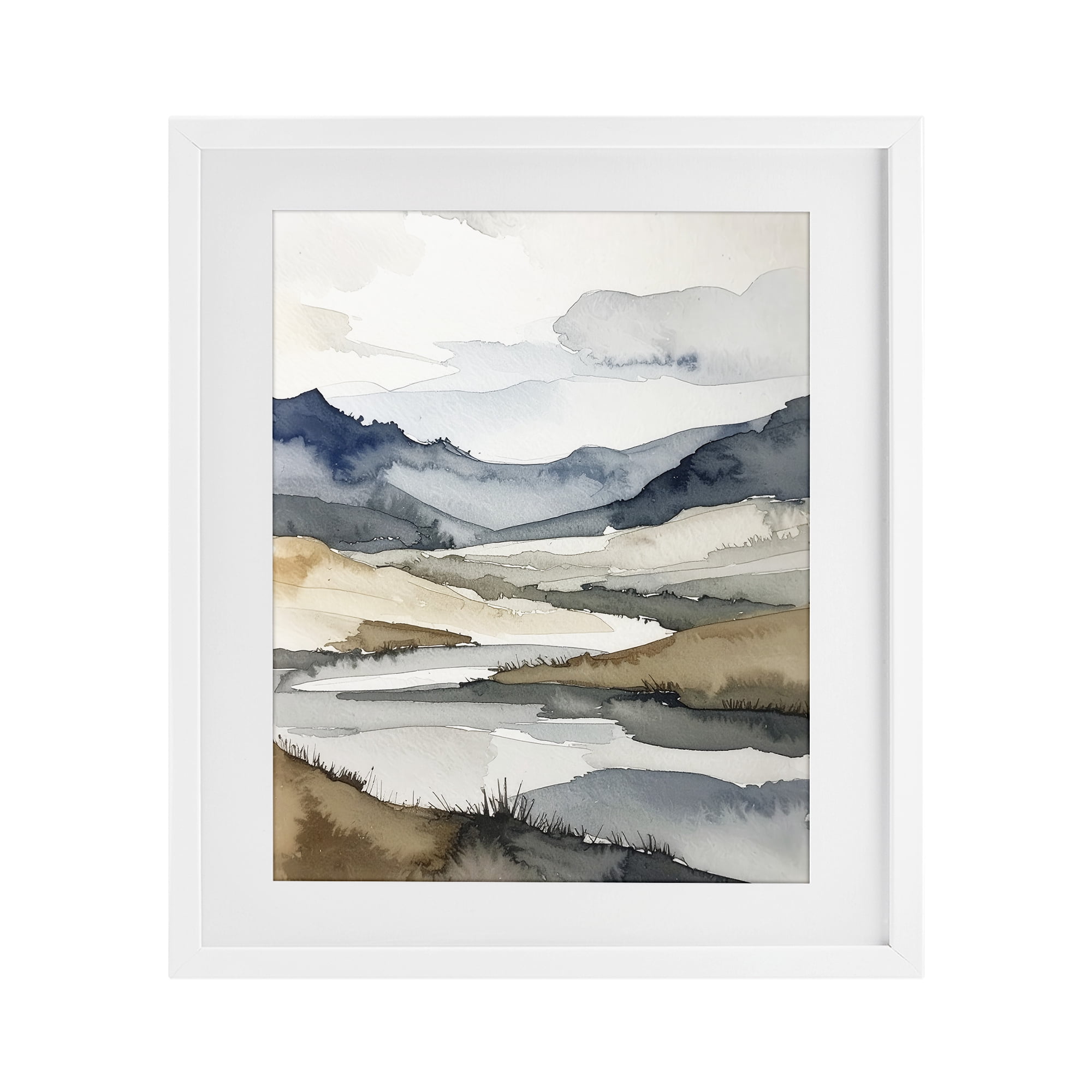 Stupell Industries Flow Of Water River White Framed Print Under Glass, design by Alonza Saunders