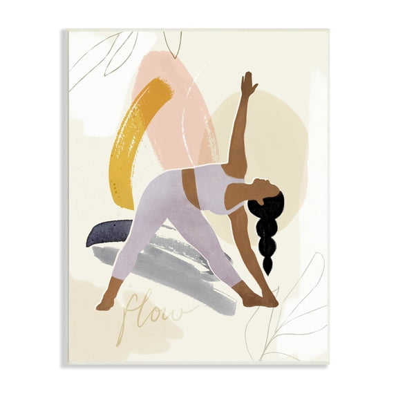 Stupell Industries Flow Yoga Text Plant Pattern Person Stretching , 10 x 15, Design by Victoria Barnes