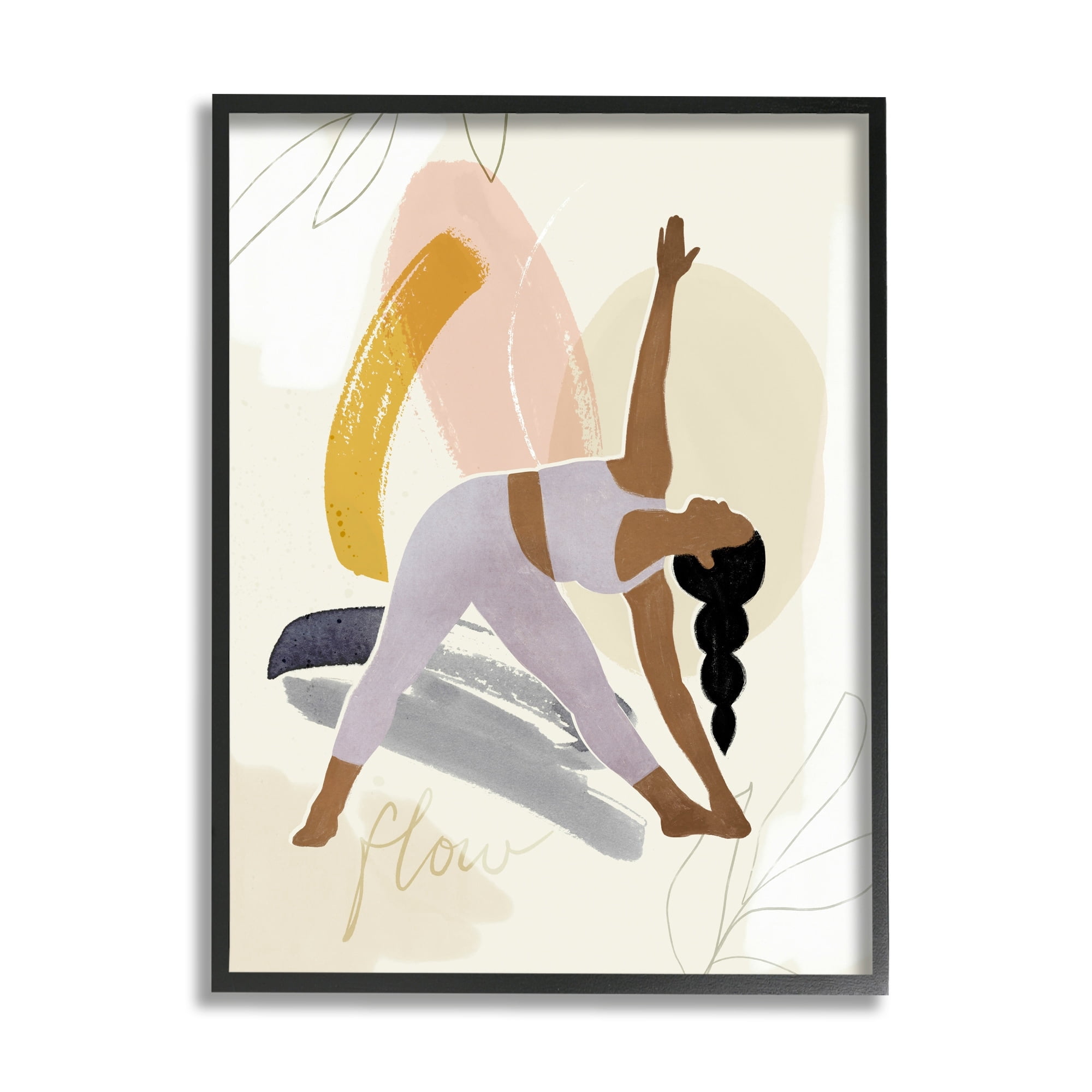 Stupell Industries Flow Yoga Text Plant Pattern Person Stretching , 11 x 14, Design by Victoria Barnes