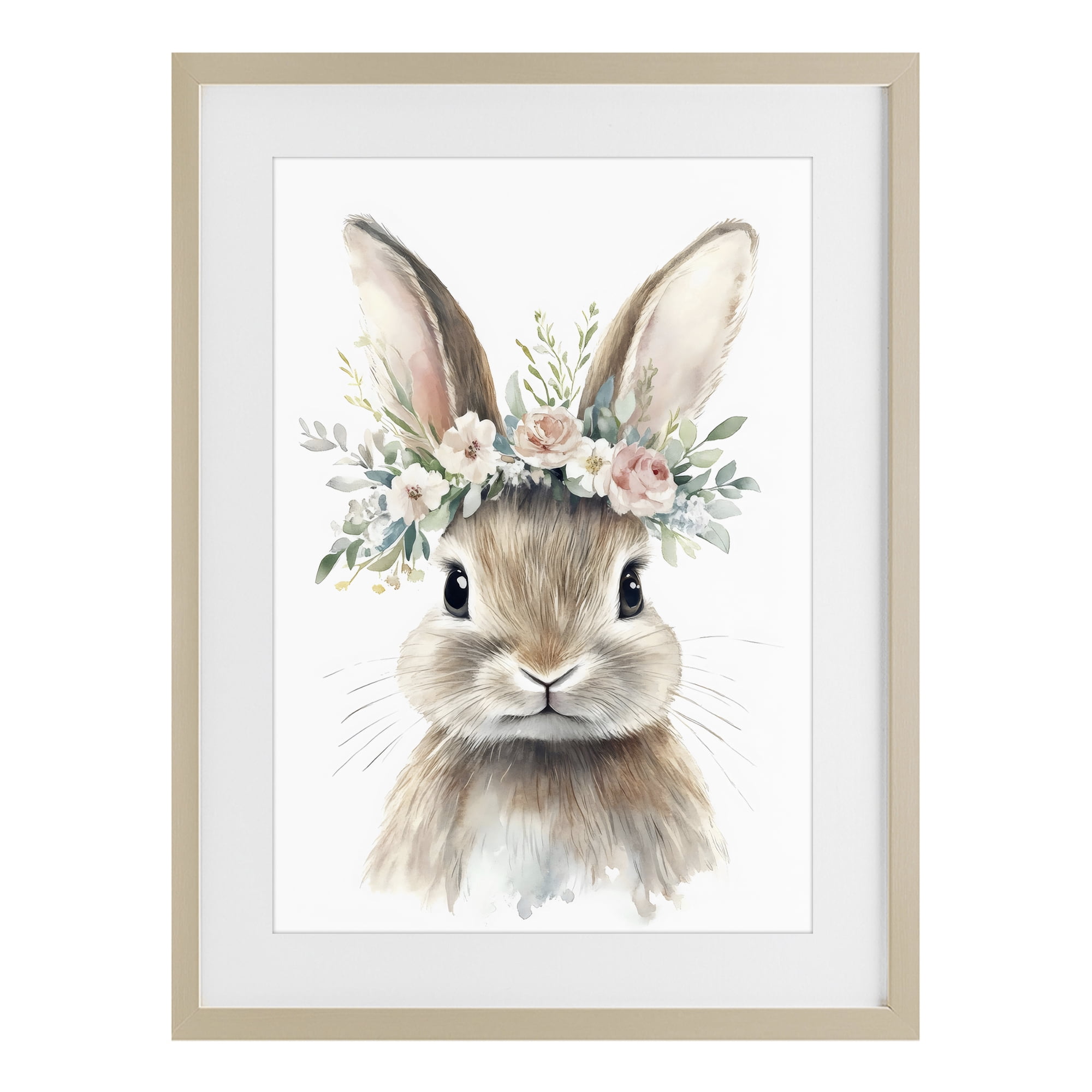 Stupell Industries Flower Adorned Baby Rabbit Birch Framed Print Under Glass, design by Creative Studio