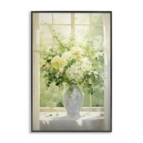 Stupell Industries Flower Arrangement in Window Botanical & Floral Painting Black Framed Art Print Wall Art, 12 x 18