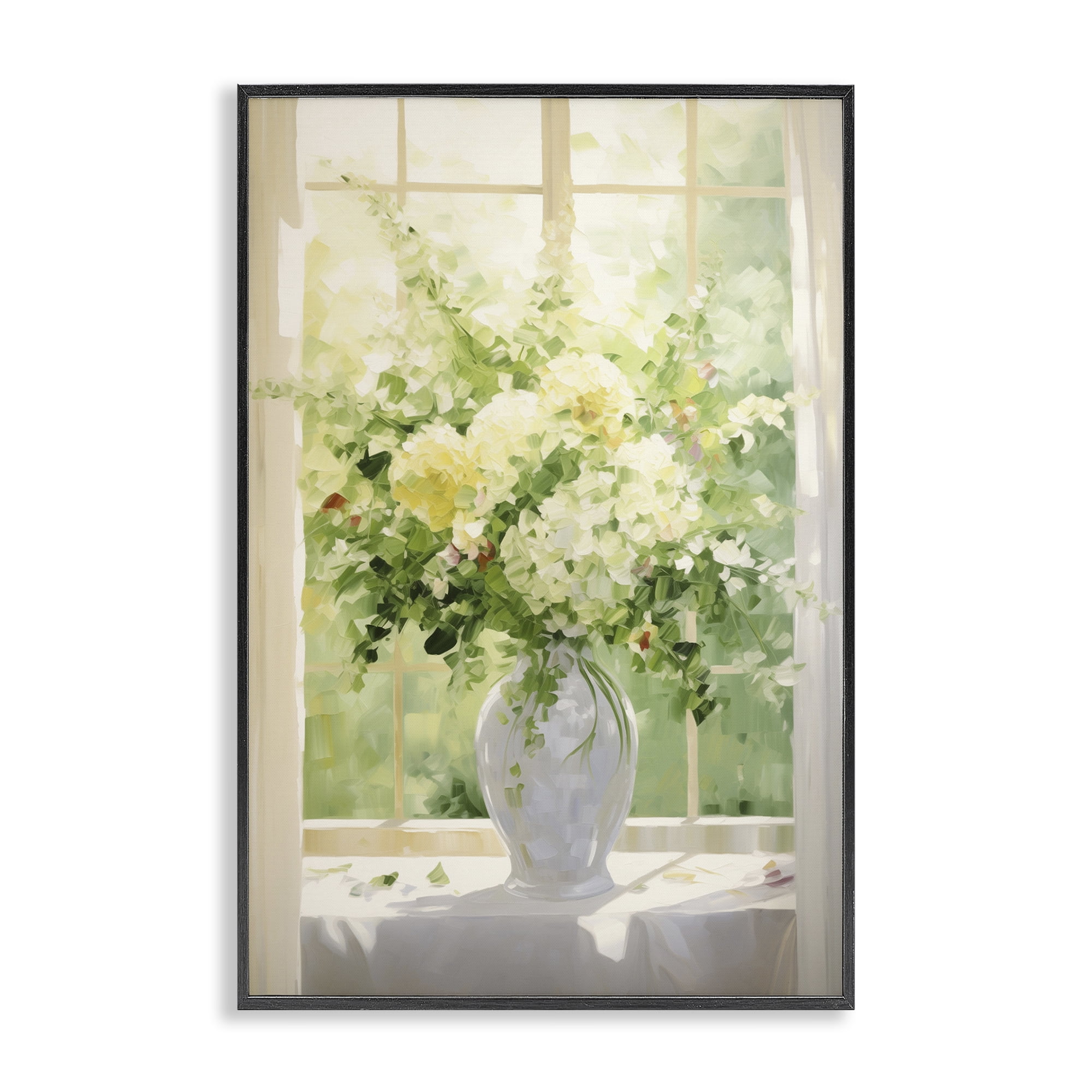 Stupell Industries Flower Arrangement in Window Botanical & Floral Painting Black Framed Art Print Wall Art, 16 x 24