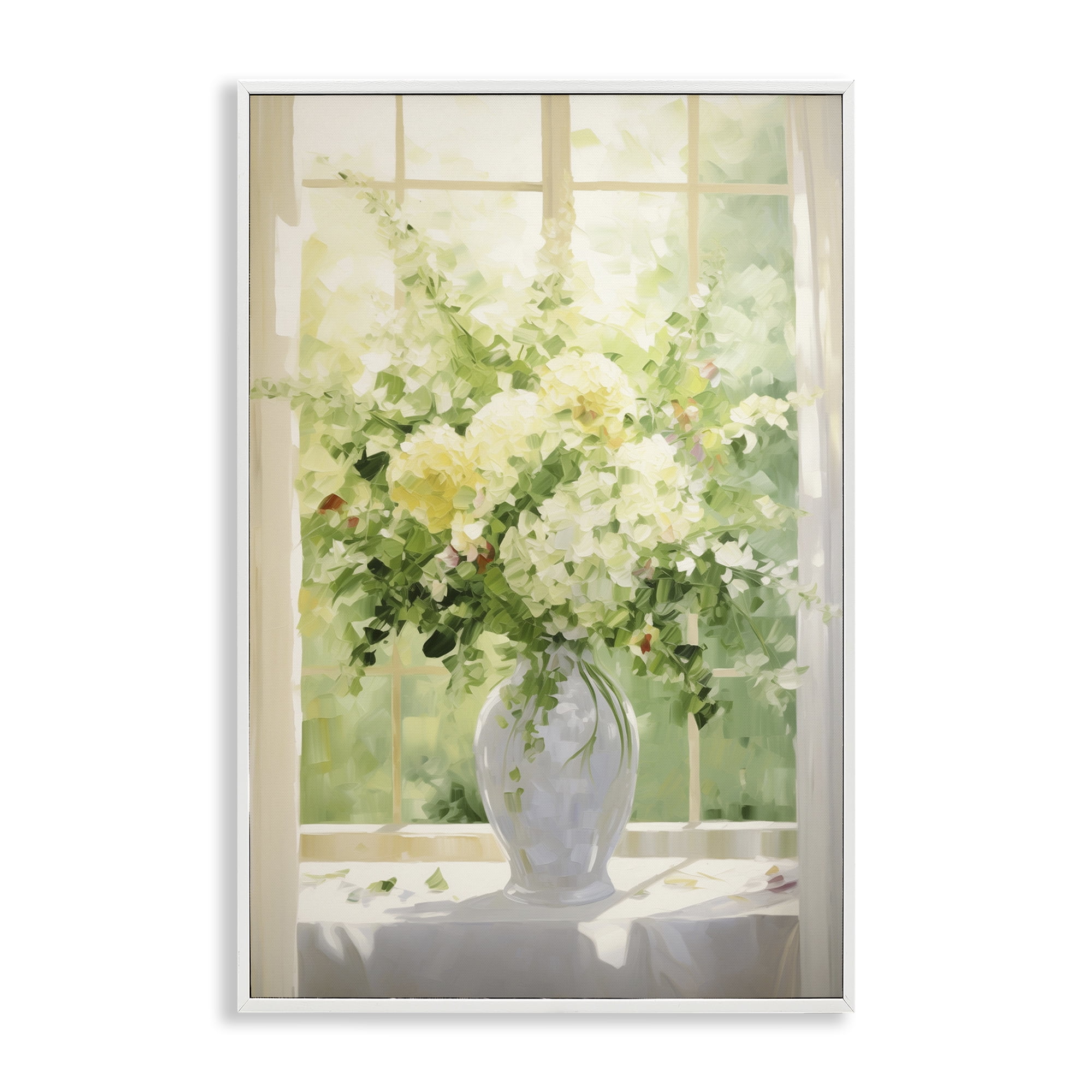 Stupell Industries Flower Arrangement in Window Botanical & Floral Painting White Framed Art Print Wall Art, 20 x 30