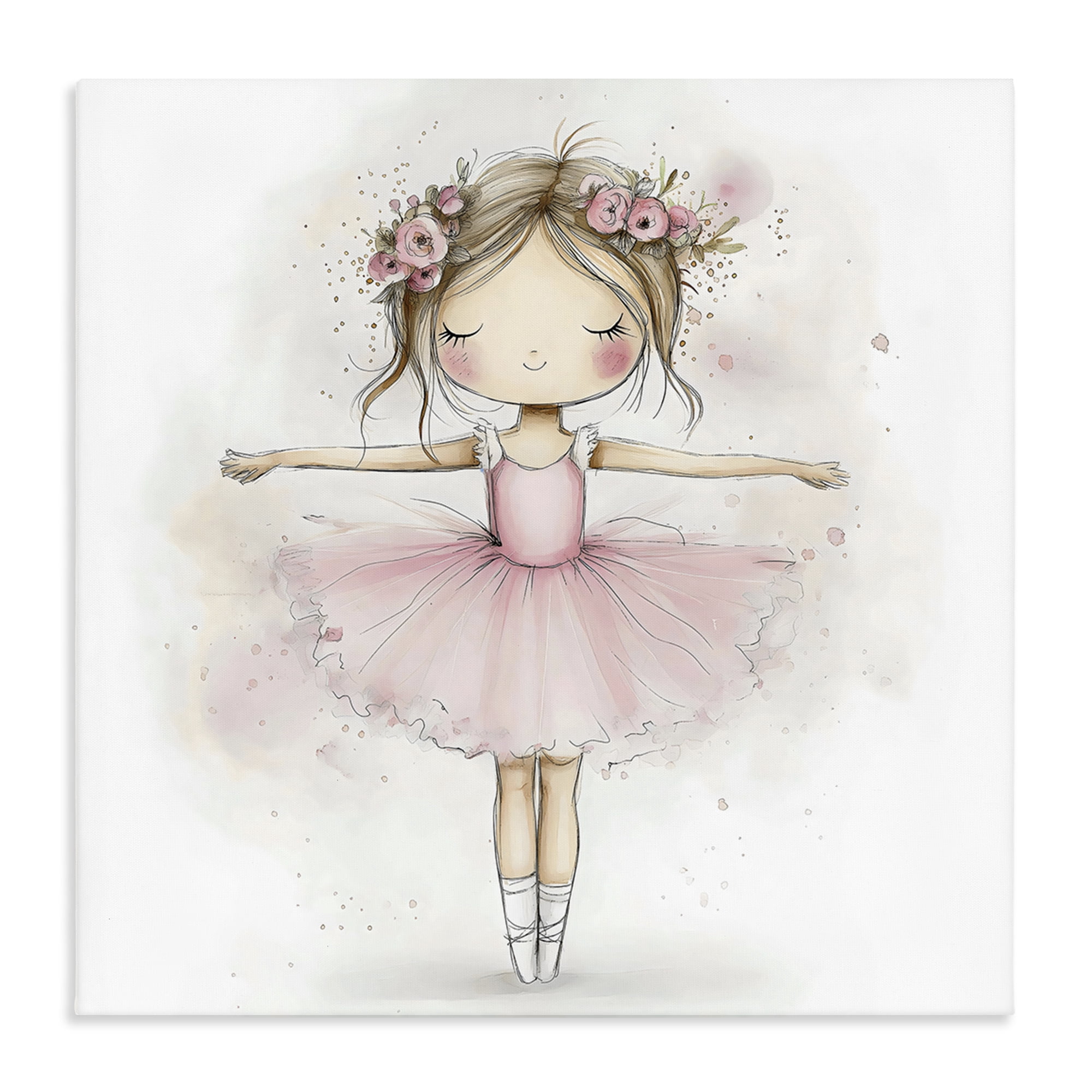 Stupell Industries Flower Ballerina in Pink Tutu Canvas Wall Art, design by Creative Studio