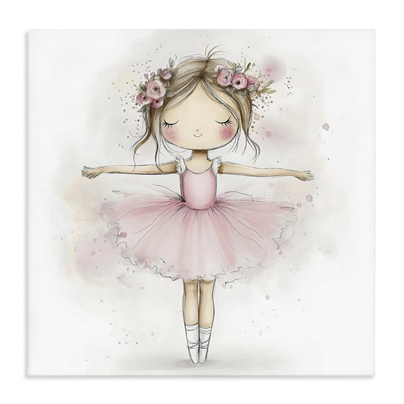 Stupell Industries Eclectic Flower Ballerina in Pink Tutu Canvas Art, 24 x 24, by Creative Studio