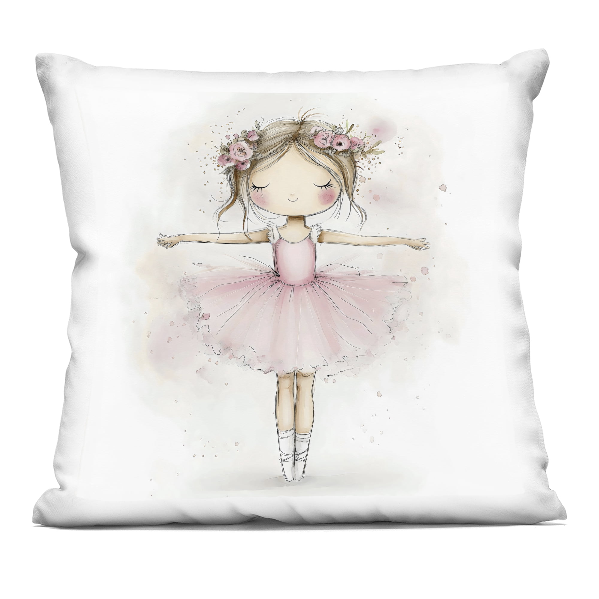 Stupell Industries Flower Ballerina in Pink Tutu Decorative Printed Throw Pillow, design by Creative Studio, 18 x 7 x 18