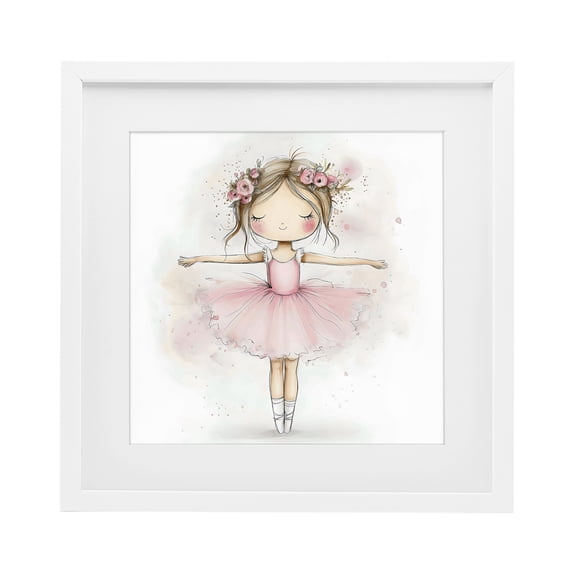 Stupell Industries Eclectic Flower Ballerina in Pink Tutu White Framed Print Under Glass, 16 x 16, by Creative Studio