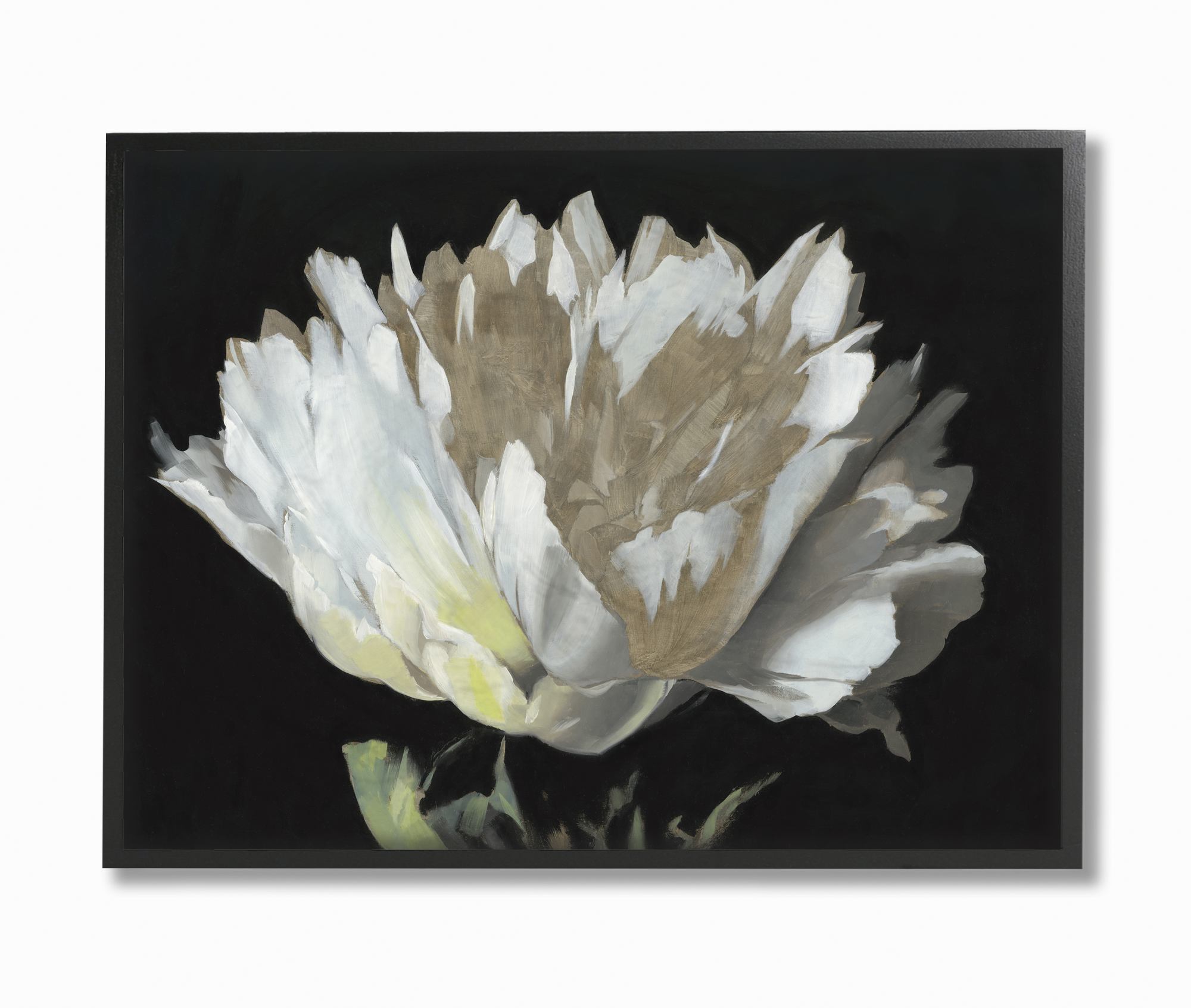 Stupell Industries Flower Bloom Gold White Painting Framed Wall Art by Third and Wall