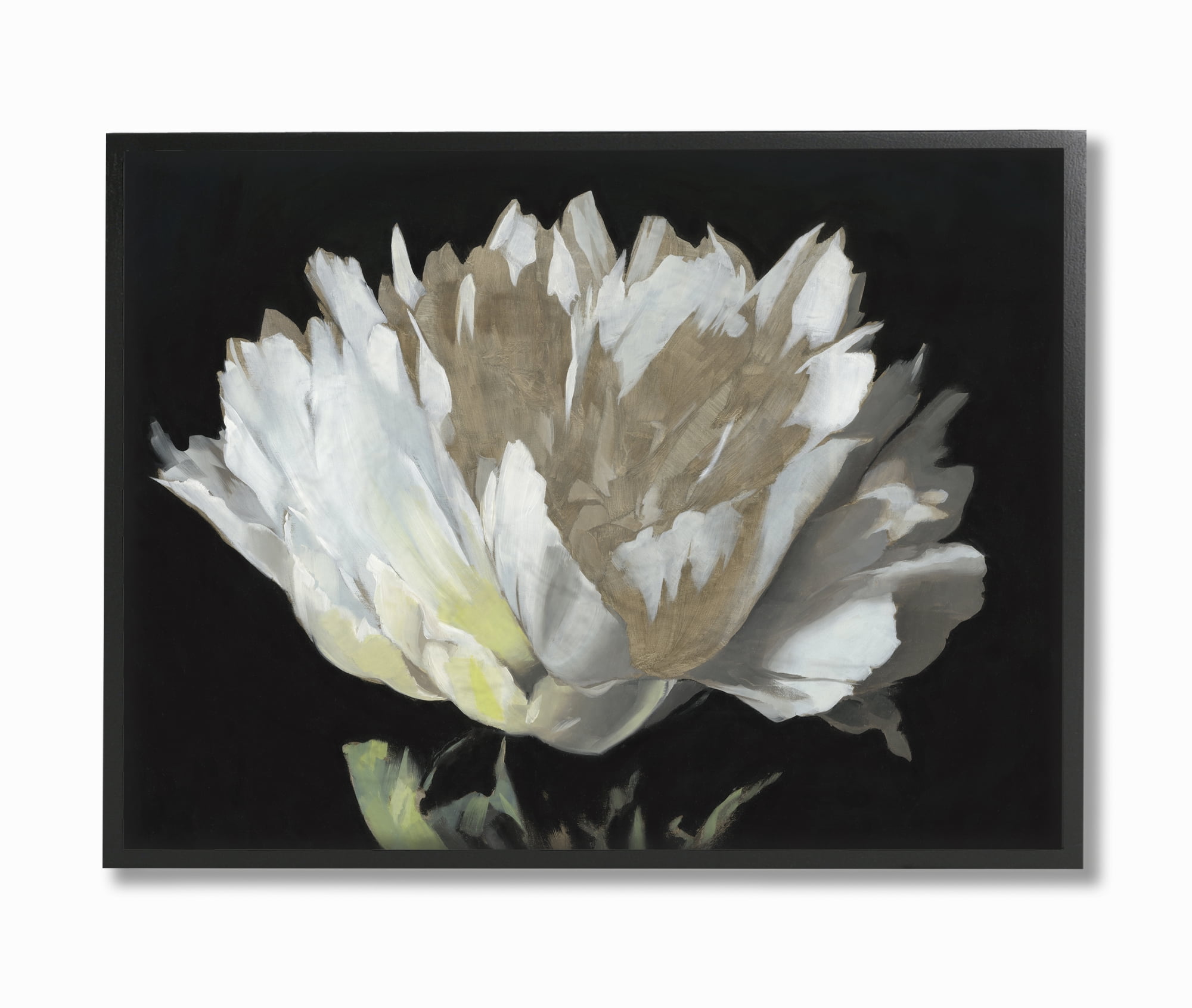 Stupell Industries Flower Bloom Gold White Painting Framed Wall Art by Third and Wall