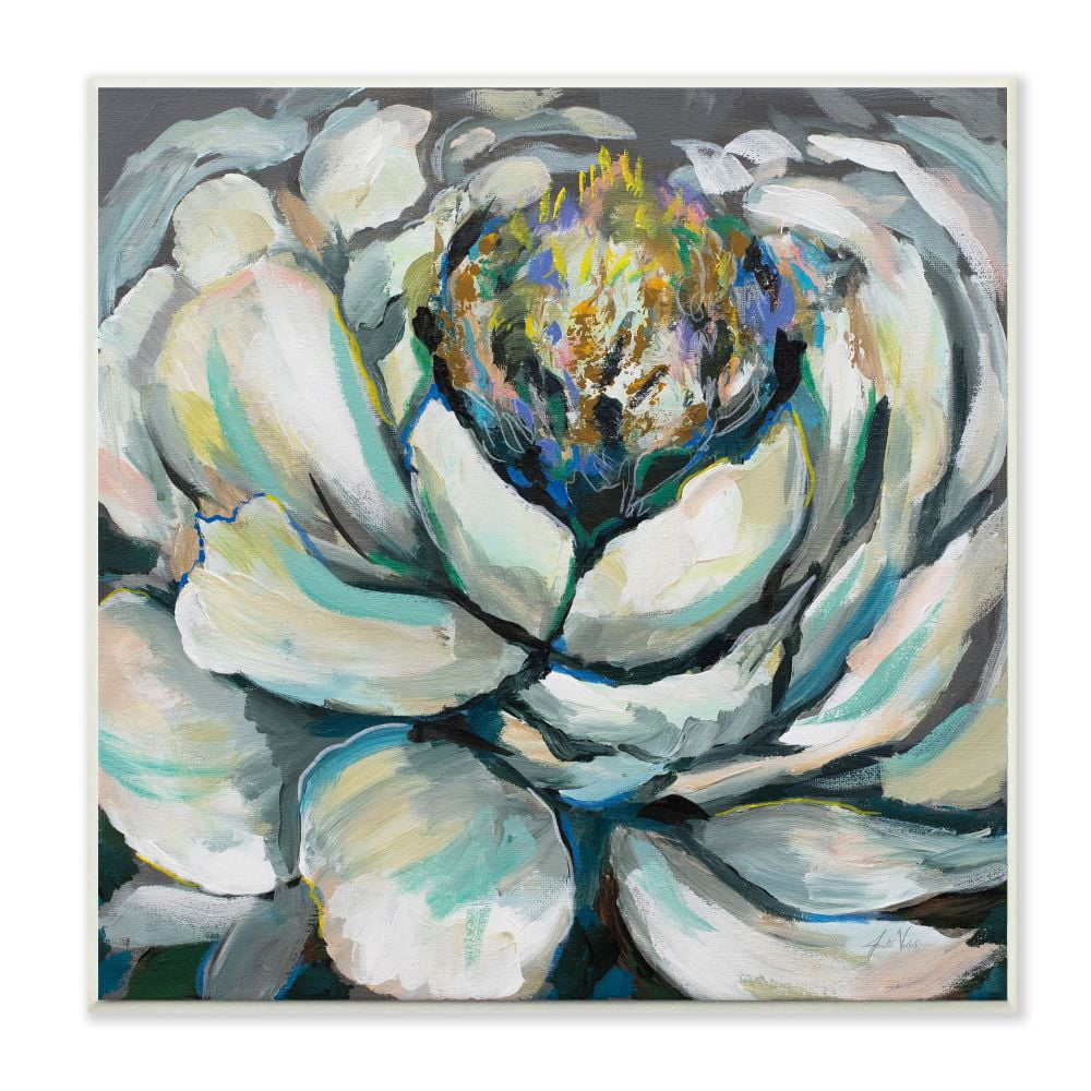 Stupell Industries Flower Bloom Neutral White Blue Petal Painting Unframed Art Print Wall Art, 12x12, by Jeanette Vertentes