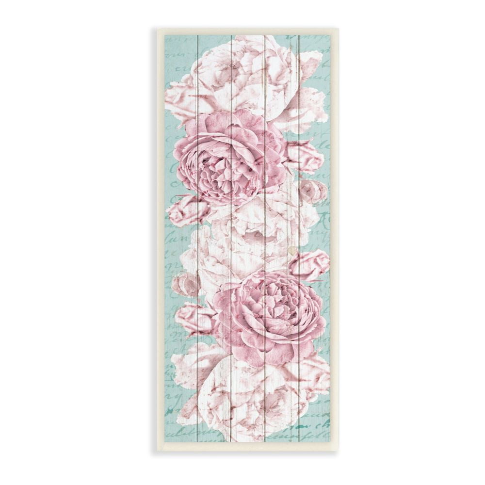Stupell Industries Flower Bloom Pink Blue Wood Texture Design Wall Plaque by Kim Allen