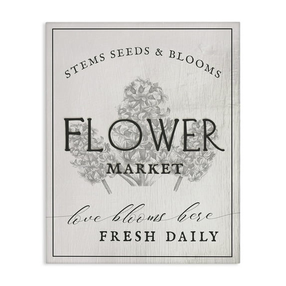 Stupell Industries Flower Blooms Market Typography Painting Gallery Wrapped Canvas Art Print Wall Art, 16 x 20