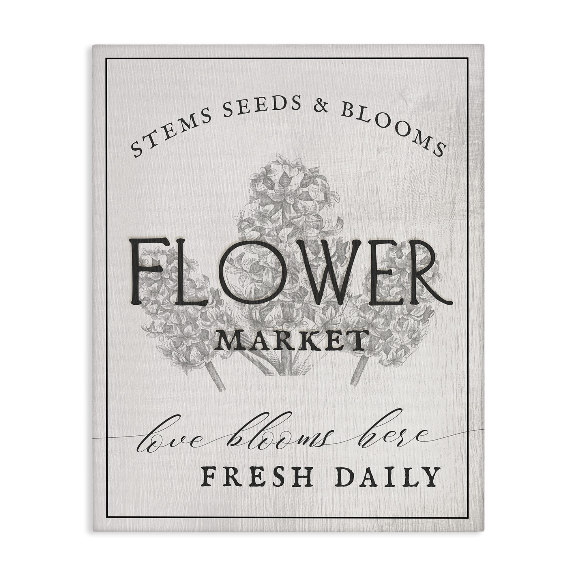 Stupell Industries Flower Blooms Market Typography Painting Gallery Wrapped Canvas Art Print Wall Art, 24 x 30