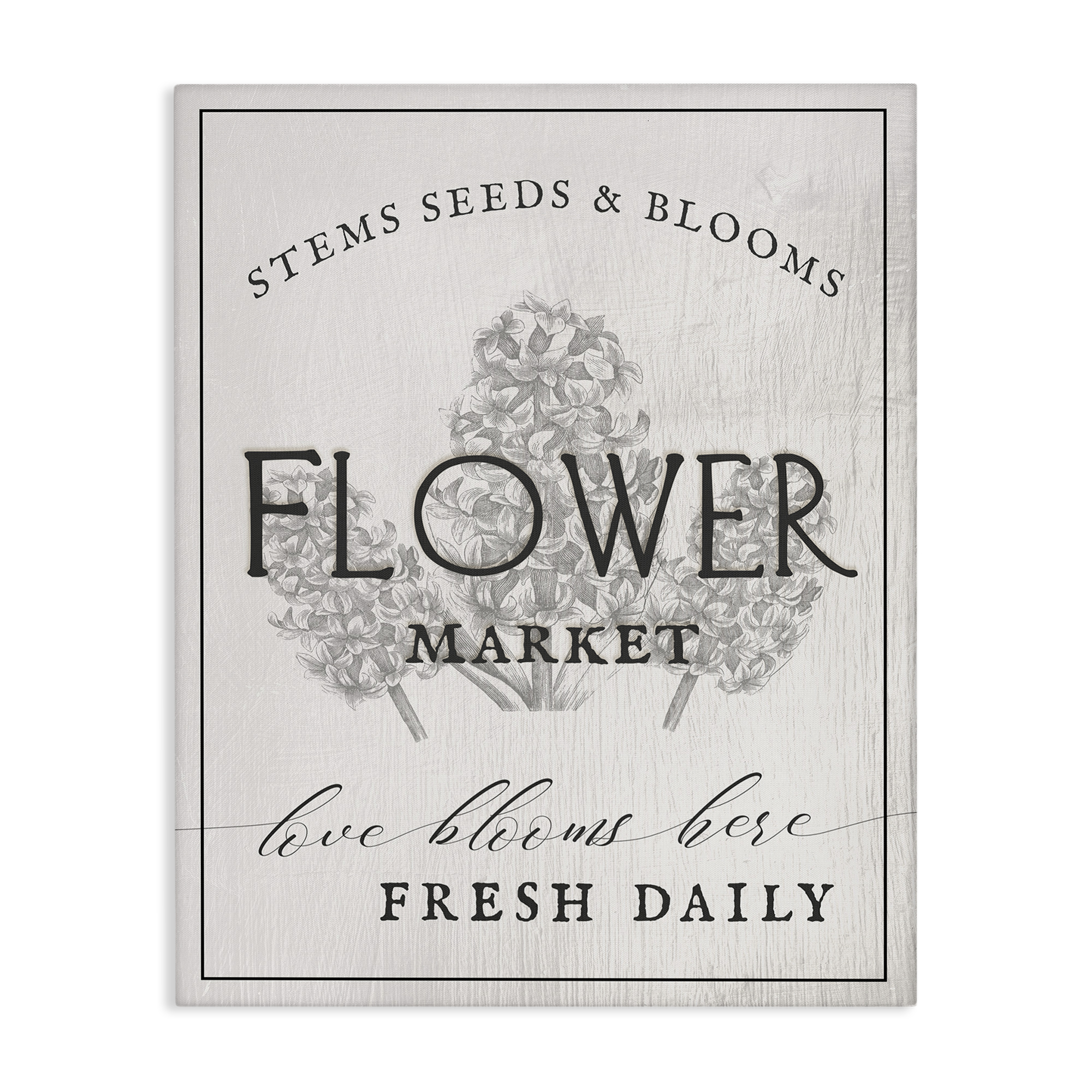 Stupell Industries Flower Blooms Market Typography Painting Gallery Wrapped Canvas Art Print Wall Art, 30 x 40