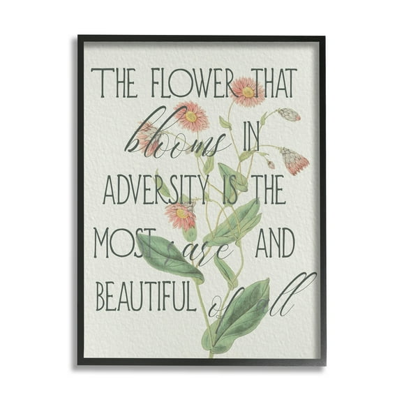 Stupell Industries Flower Blooms in Adversity Most Rare Motivational Phrase, 16 x 20, Design by Daphne Polselli