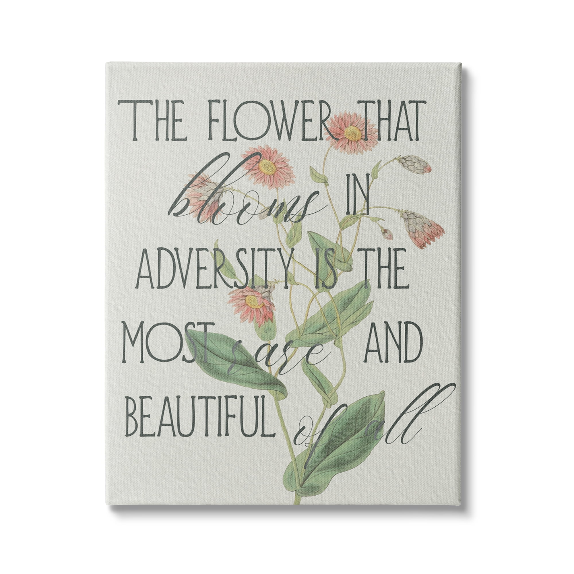Stupell Industries Flower Blooms in Adversity Most Rare Motivational Phrase, 36 x 48, Design by Daphne Polselli