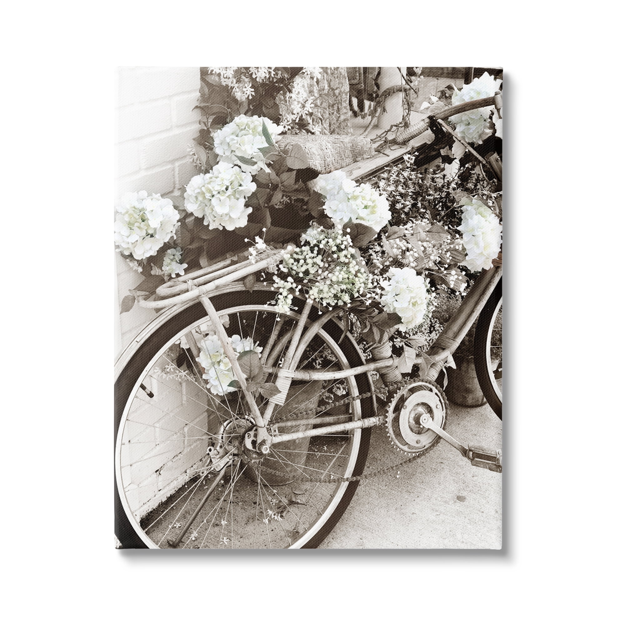 Stupell Industries Flower Blossom Covered Bicycle Vintage Neighborhood Photography Photograph Gallery Wrapped Canvas Print Wall Art, Design by Acosta