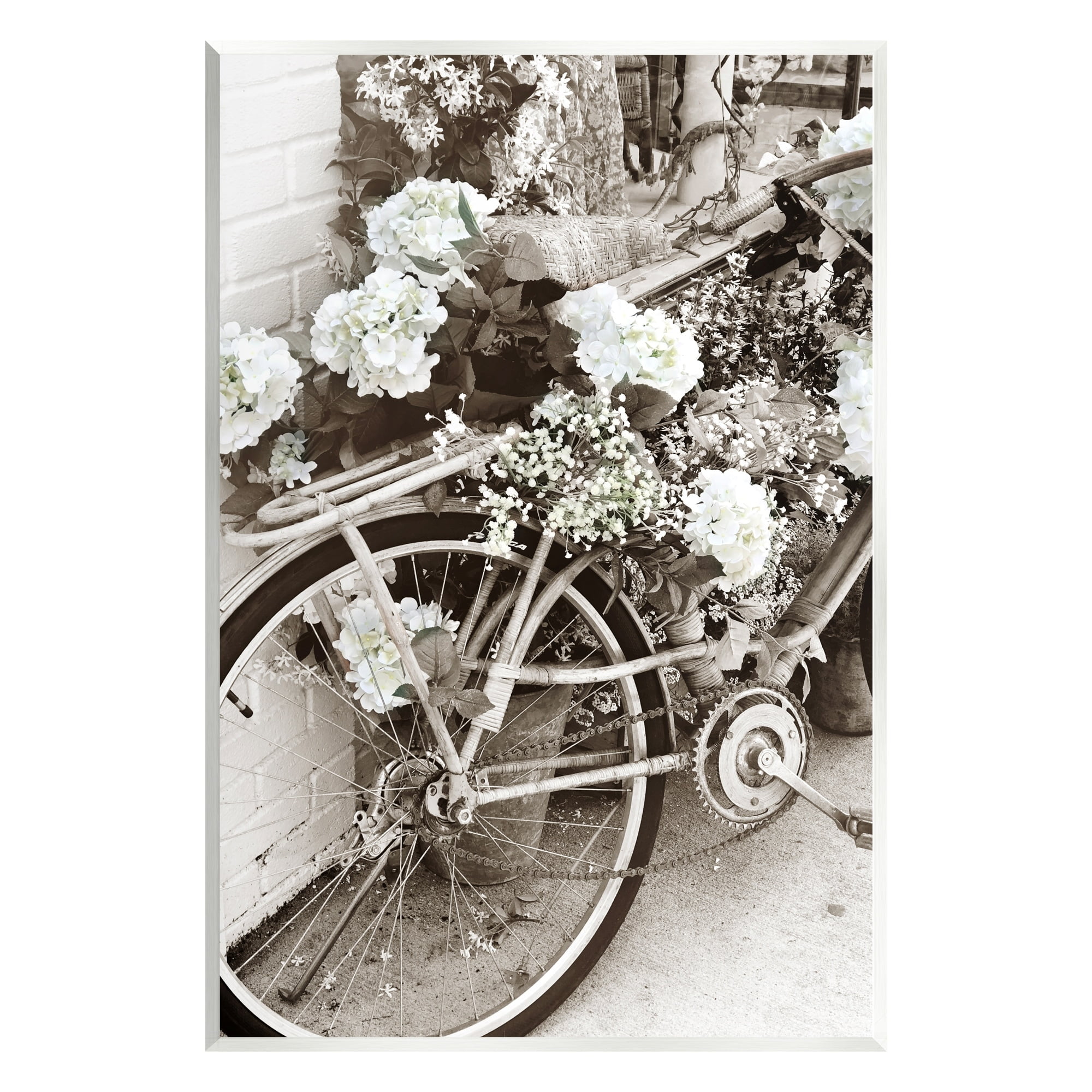 Stupell Industries Flower Blossom Covered Bicycle Vintage Neighborhood Photography Photograph Unframed Art Print Wall Art, Design by Acosta