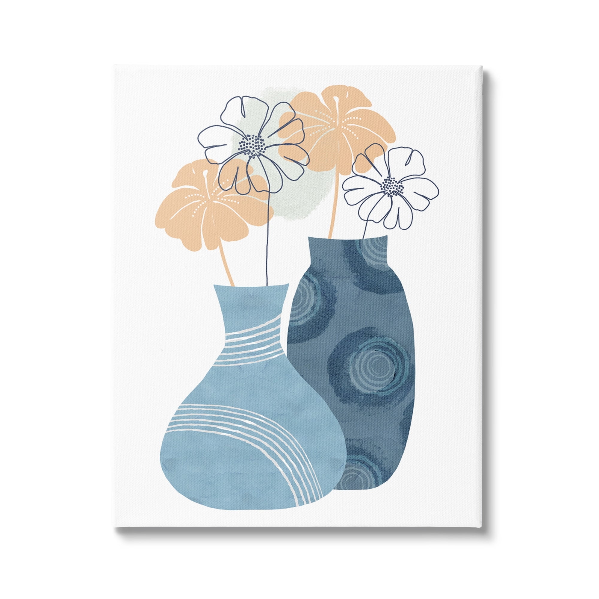 Stupell Industries Flower Blossom Patterned Vase Petals Outline Collage Canvas Wall Art, 24 x 30, Design by Nicholas Holman