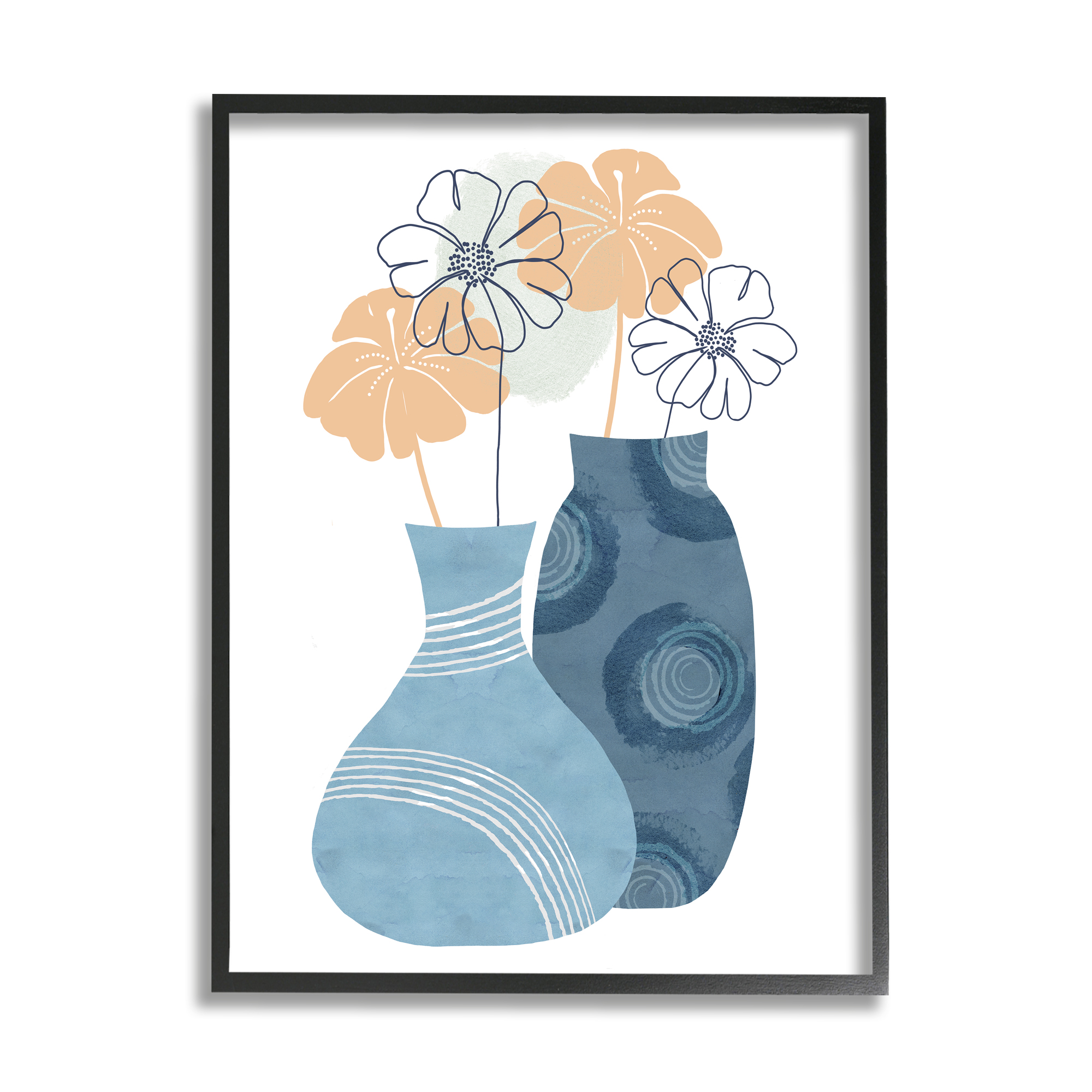 Stupell Industries Flower Blossom Patterned Vase Petals Outline Collage Framed Wall Art, 16 x 20, Design by Nicholas Holman