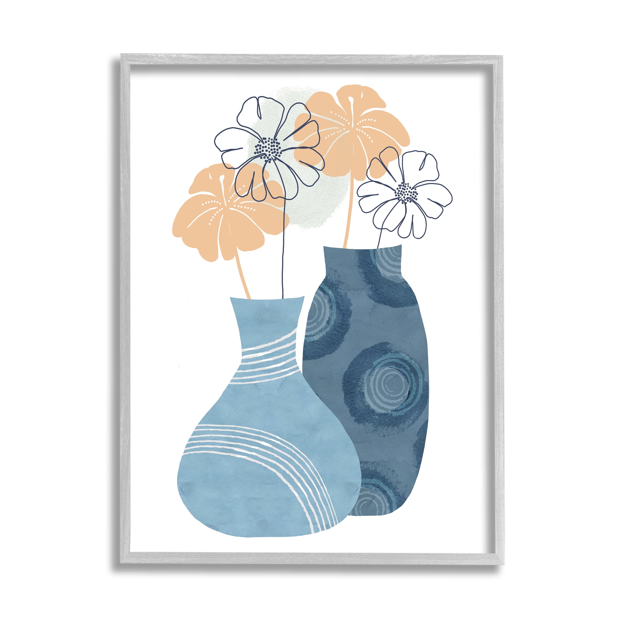 Stupell Industries Flower Blossom Patterned Vase Petals Outline Collage Framed Wall Art, 24 x 30, Design by Nicholas Holman