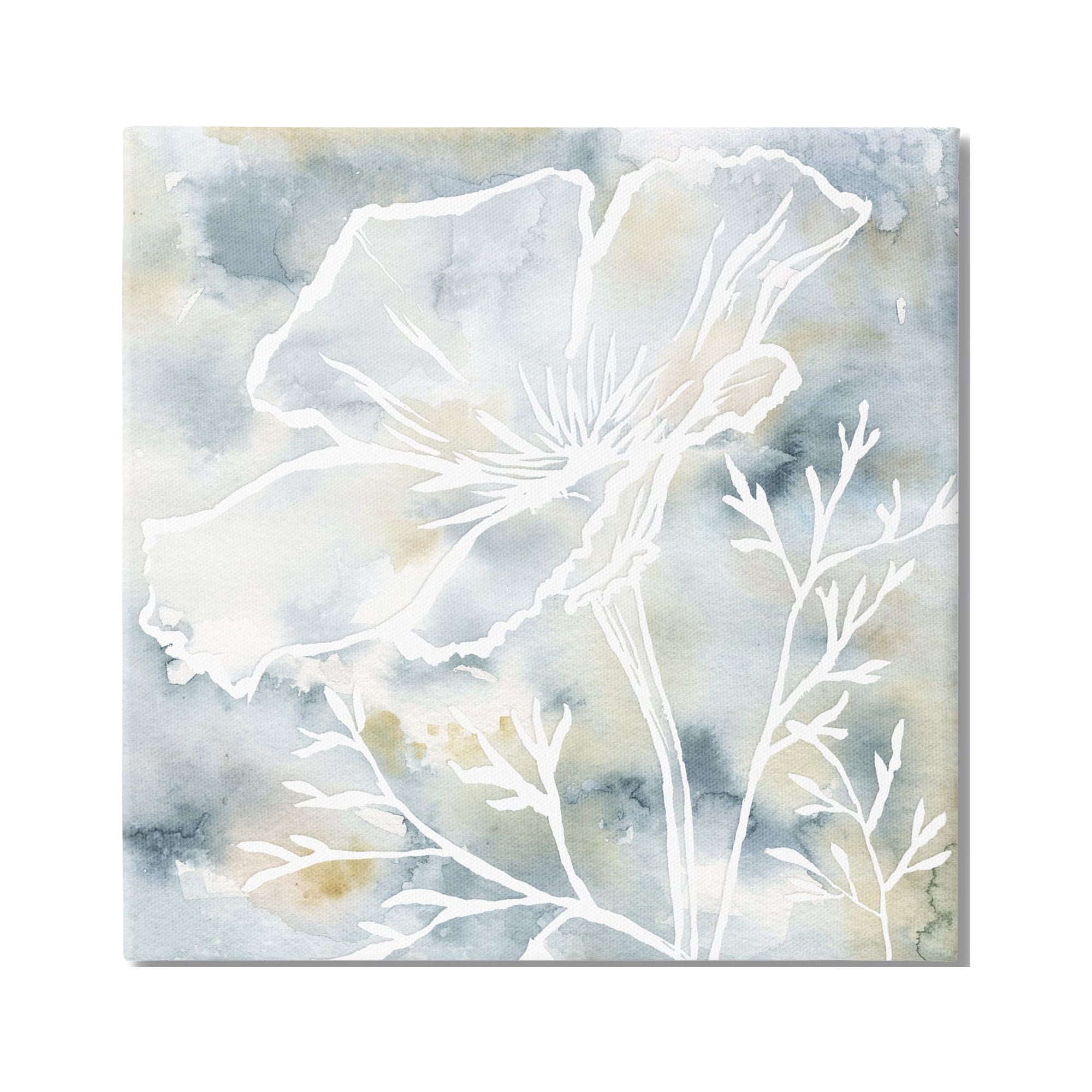 Stupell Industries Flower Blossom Petals White Outline Watercolor Detail Graphic Art Gallery Wrapped Canvas Print Wall Art, Design by Jackie Decker