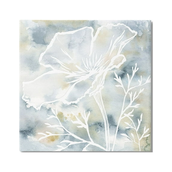 Stupell Industries Flower Blossom Petals White Outline Watercolor Detail Graphic Art Gallery Wrapped Canvas Print Wall Art, Design by Jackie Decker