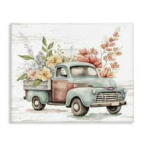 Stupell Industries Flower Blossom Truck Transportation Painting Gallery Wrapped Canvas Art Print Wall Art, 20 x 16
