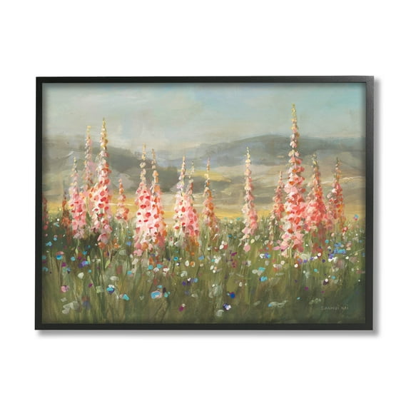 Stupell Industries Flower Blossoms Vast Rural Meadow Painting Black Framed Art Print Wall Art, Design by Danhui Nai