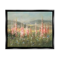 Stupell Industries Flower Blossoms Vast Rural Meadow Painting Jet Black Floating Framed Canvas Print Wall Art, Design by Danhui Nai