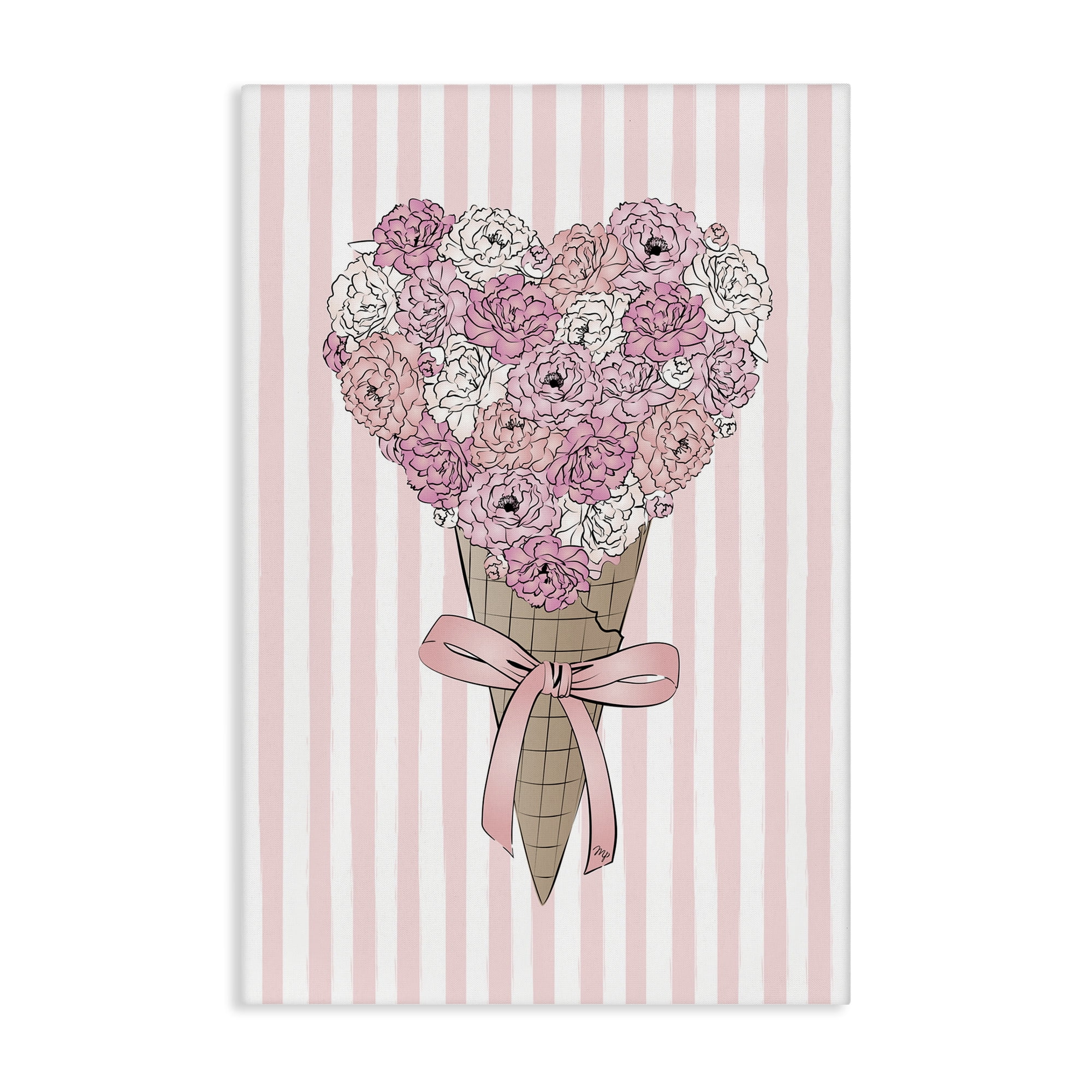 Stupell Industries Flower Bouquet Ice Cream Food & Beverage Painting Gallery Wrapped Canvas Art Print Wall Art, 24 x 36