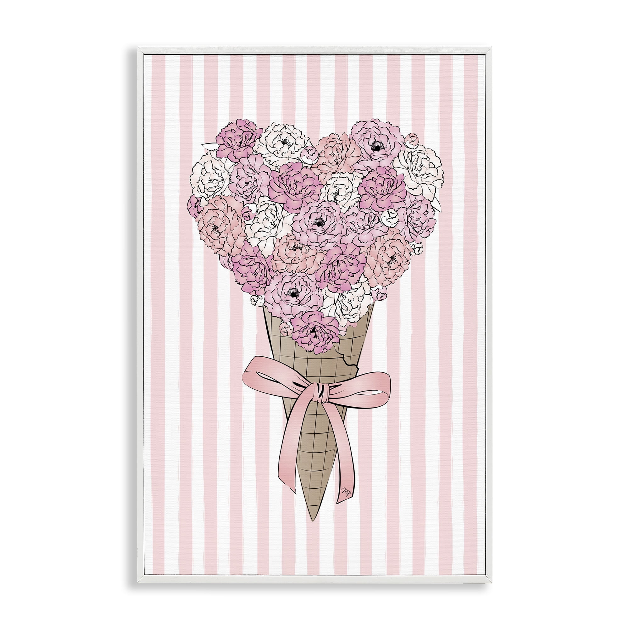 Stupell Industries Flower Bouquet Ice Cream Food & Beverage Painting White Framed Art Print Wall Art, 20 x 30