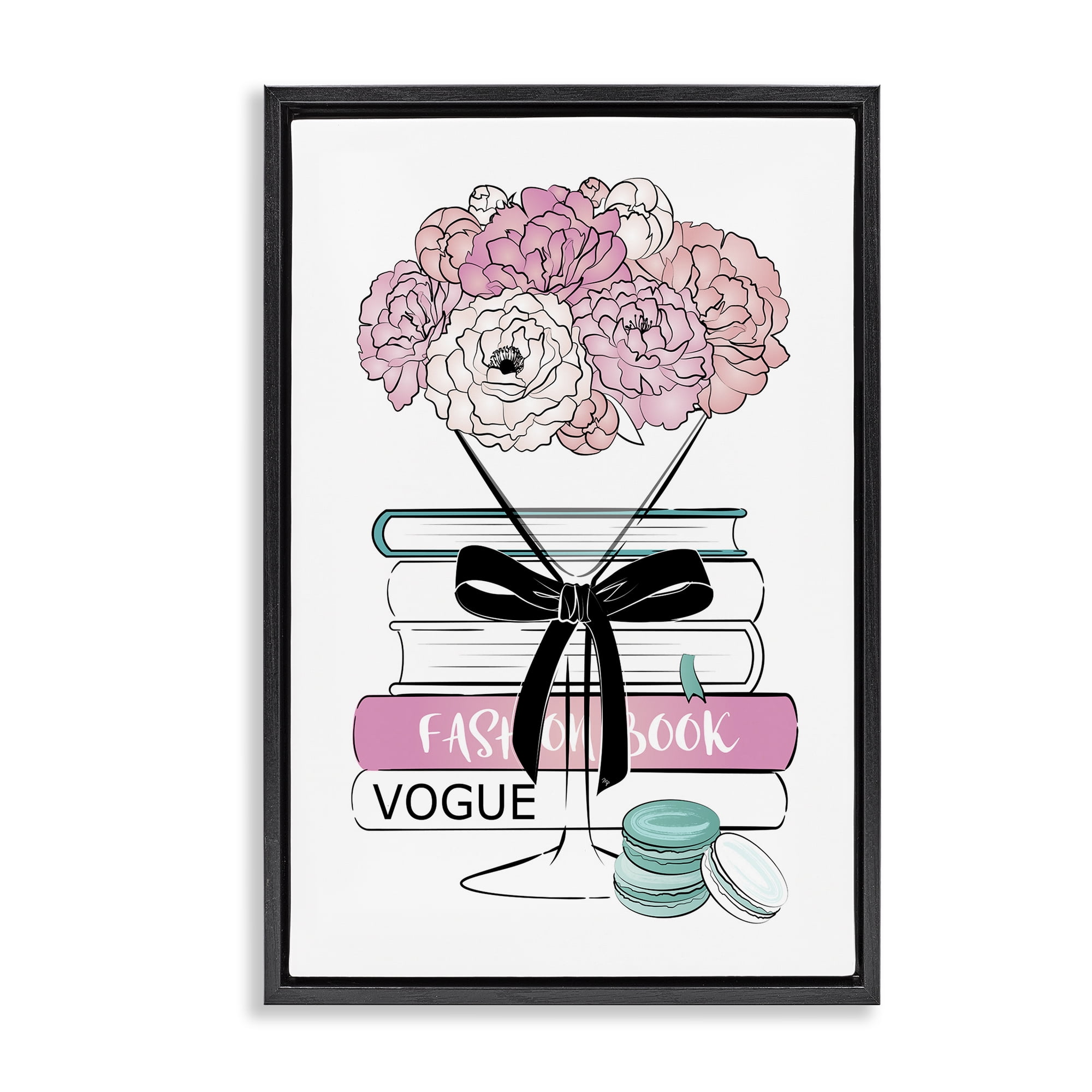 Stupell Industries Flower Bouquet Martini Botanical & Floral Painting Black Floater Framed Art Print Wall Art, 21 x 31