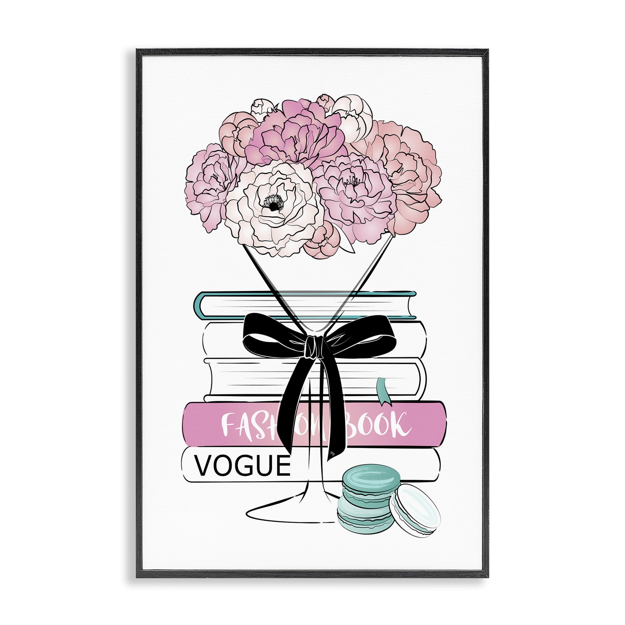 Stupell Industries Flower Bouquet Martini Botanical & Floral Painting Black Framed Art Print Wall Art, 20 x 30