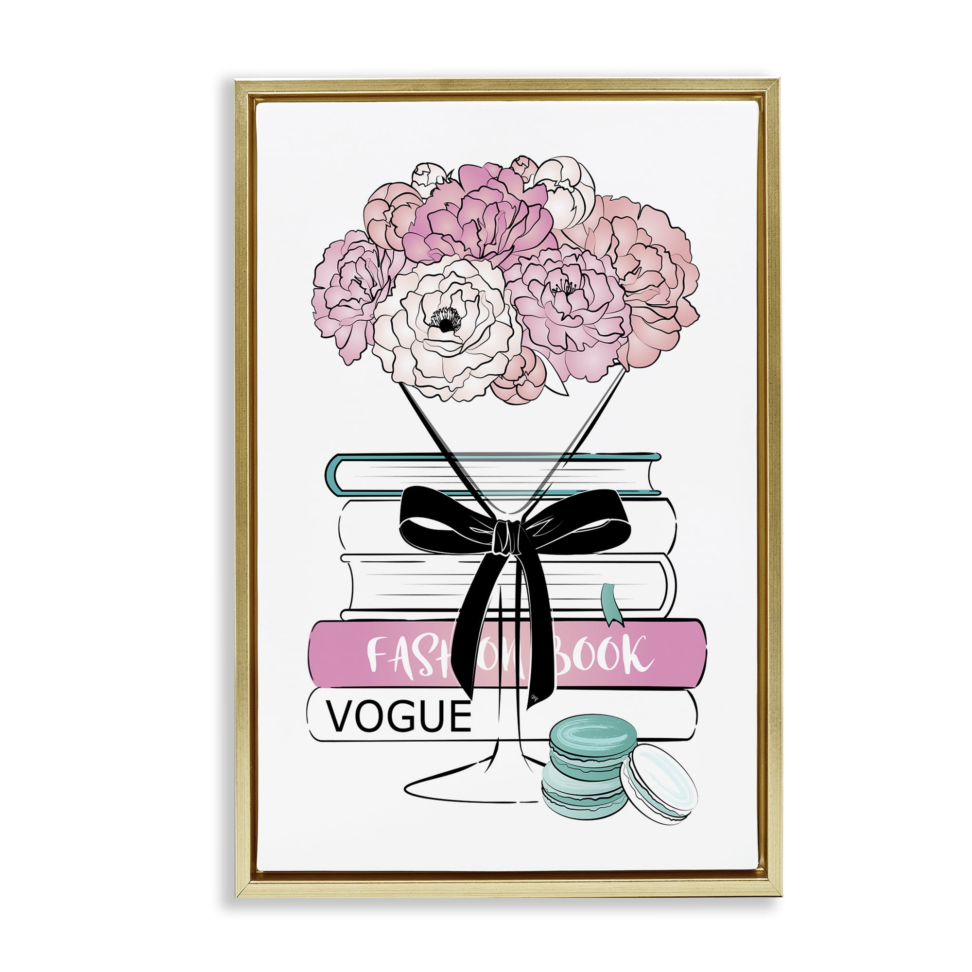 Stupell Industries Flower Bouquet Martini Botanical & Floral Painting Gold Floater Framed Art Print Wall Art, 21 x 31